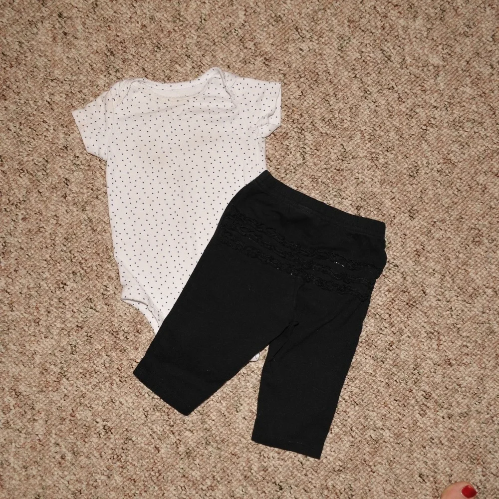 Girls White / Black Poka Dot‎ Outfit 3-6 4006*